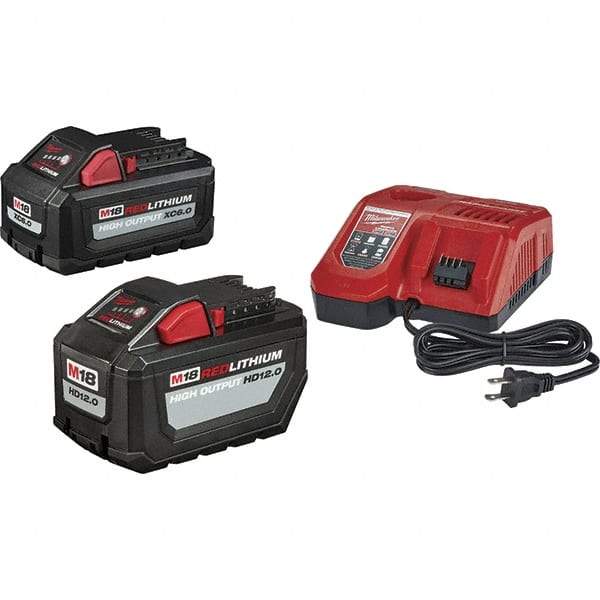 Milwaukee Tool - 18 Volt, 2 Battery Lithium-Ion Power Tool Charger - AC Wall Outlet Power Source, Batteries Included - Best Tool & Supply