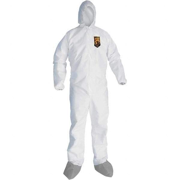 KleenGuard - Size 3XL Microporous Film Laminate General Purpose Coveralls - White, Zipper Closure, Elastic Cuffs, with Boots, Serged Seams - Best Tool & Supply