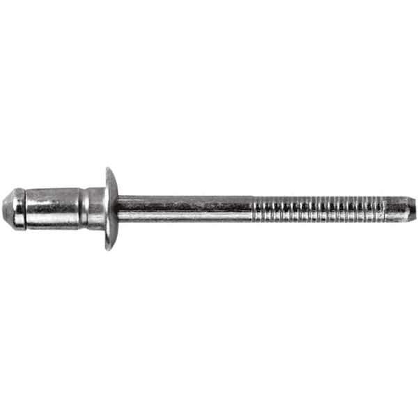 STANLEY Engineered Fastening - Size 6 Dome Head Steel Open End Blind Rivet - Steel Mandrel, 0.1378" to 0.2362" Grip, 3/16" Head Diam, 0.1929" to 0.2008" Hole Diam, 3.2" Body Diam - Best Tool & Supply