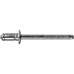 STANLEY Engineered Fastening - Size 6 Dome Head Steel Open End Blind Rivet - Steel Mandrel, 0.1378" to 0.2362" Grip, 3/16" Head Diam, 0.1929" to 0.2008" Hole Diam, 3.2" Body Diam - Best Tool & Supply