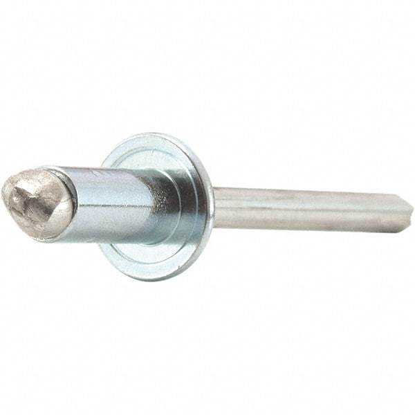 STANLEY Engineered Fastening - Size 4 Dome Head Stainless Steel Open End Blind Rivet - Steel Mandrel, 0.063" to 1/8" Grip, 1/8" Head Diam, 0.129" to 0.133" Hole Diam, 0.077" Body Diam - Best Tool & Supply