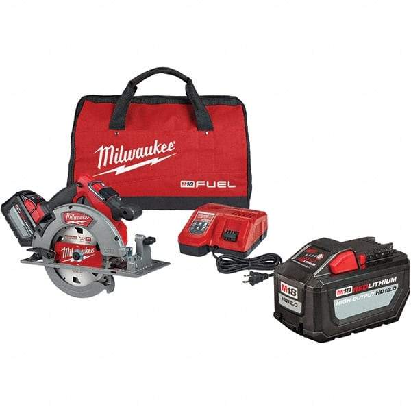 Milwaukee Tool - 18 Volt, 7-1/4" Blade, Cordless Circular Saw - 5,800 RPM, 1 Lithium-Ion Battery Included - Best Tool & Supply