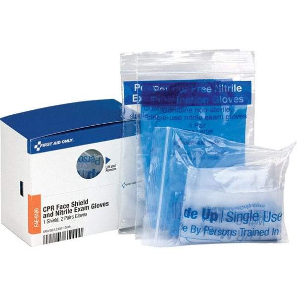 PRO-SAFE - Disposable CPR Masks/Breathers Compatible First Aid Kits: 59491, 59492 Includes: (4) Nitrile Exam Gloves; CPR Mask - Best Tool & Supply