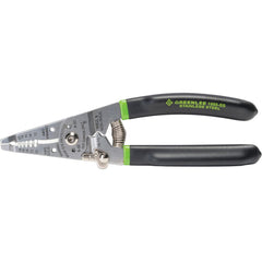 Greenlee - Wire & Cable Strippers; Type: Manual Fixed Hole Stripper/Cutter/Crimper w/ Spring and Lock ; Maximum Capacity: 18 AWG Solid, 20 AWG Stranded ; Minimum Wire Gage: 10 AWG ; Overall Length (Inch): 7-1/2 ; Wire Type: Solid & Stranded ; Handle Mate - Exact Industrial Supply