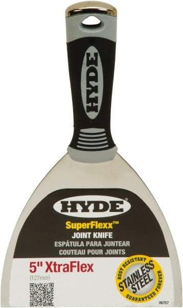 Hyde Tools - 5" Wide Spring Blade Stainless Steel Joint Knife - Flexible, Plastic Handle - Best Tool & Supply