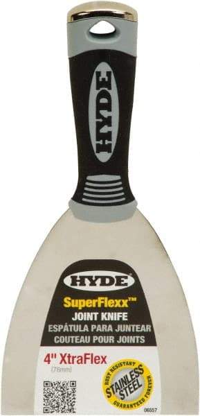 Hyde Tools - 4" Wide Spring Blade Stainless Steel Joint Knife - Flexible, Plastic Handle - Best Tool & Supply