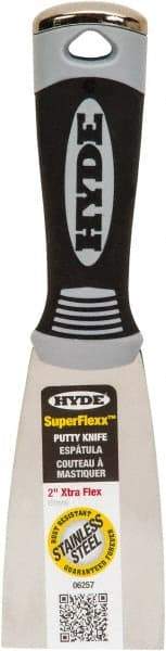 Hyde Tools - 2" Wide Spring Blade Stainless Steel Putty Knife - Flexible, Plastic Handle - Best Tool & Supply