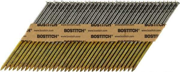 Stanley Bostitch - 11 Gauge 0.12" Shank Diam 3" Long Framing Nails for Power Nailers - Steel, Bright Finish, Ring Shank, Angled Stick Paper Tape Collation, Round Head - Best Tool & Supply