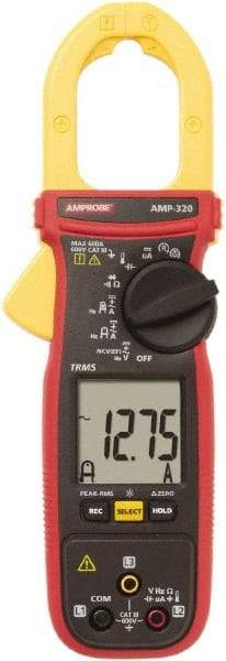 Amprobe - AMP-320, CAT III, Digital True RMS Clamp Meter with 1.378" Clamp On Jaws - 600 VAC/VDC, 600 AC/DC Amps, Measures Voltage, Capacitance, Current, microAmps, Resistance, Temperature - Best Tool & Supply