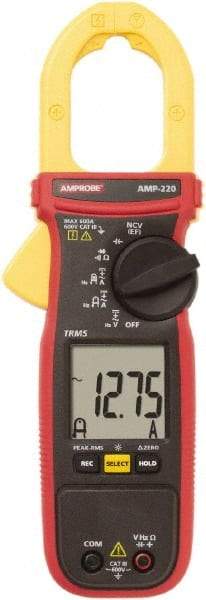 Amprobe - AMP-220, CAT III, Digital True RMS Clamp Meter with 1.378" Clamp On Jaws - 600 VAC/VDC, 600 AC/DC Amps, Measures Voltage, Capacitance, Current, microAmps, Resistance, Temperature - Best Tool & Supply