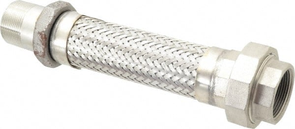 Made in USA - 12" OAL, 1-1/2" ID, 410 Max psi, Flexible Metal Hose Assembly - Best Tool & Supply