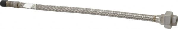 Made in USA - 18" OAL, 3/8" ID, 1,450 Max psi, Flexible Metal Hose Assembly - Best Tool & Supply