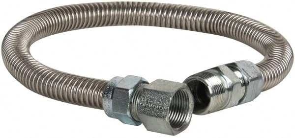 Made in USA - 18" OAL, 3/8" ID, 1,450 Max psi, Flexible Metal Hose Assembly - Best Tool & Supply