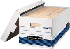 BANKERS BOX - 1 Compartment, 12 Inch Wide x 24 Inch Deep x 10 Inch High, File Storage Box - 1 Ply Side, 2 Ply Bottom, 2 Ply End, White and Blue - Best Tool & Supply