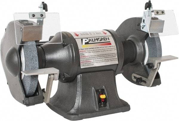 Palmgren - 10" Wheel Diam, 1 hp Grinder - 1" Arbor Hole Diam, 1 Phase, 1,725 Max RPM, 115/230 Volts - Best Tool & Supply