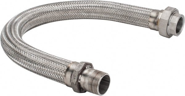 Made in USA - 36" OAL, 1-1/2" ID, 410 Max psi, Flexible Metal Hose Assembly - Best Tool & Supply