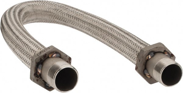 Made in USA - 36" OAL, 1-1/4" ID, 450 Max psi, Flexible Metal Hose Assembly - Best Tool & Supply