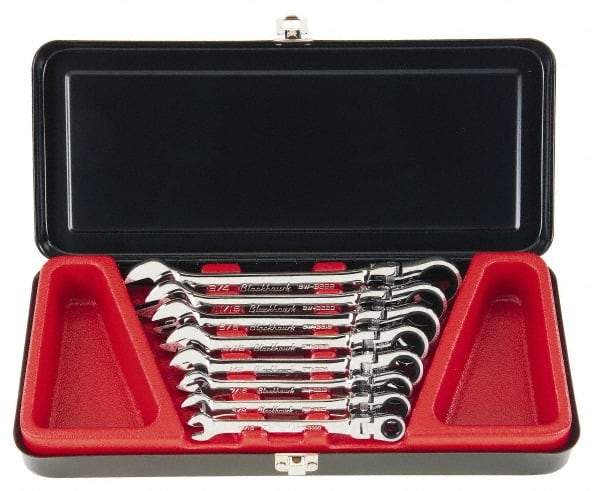 Blackhawk by Proto - 8 Piece, 5/16" to 3/4", Combination Wrench Set - Inch Measurement Standard, Full Polish Finish, Comes in Metal Case - Best Tool & Supply