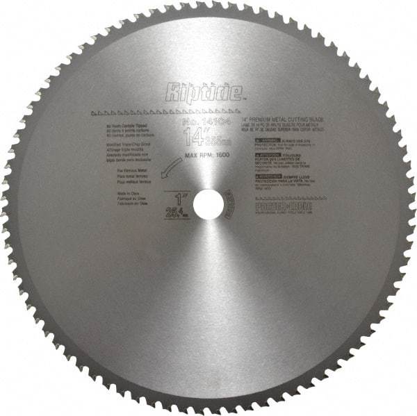 Porter-Cable - 14" Diam, 1" Arbor Hole Diam, 80 Tooth Wet & Dry Cut Saw Blade - Carbide-Tipped, Cutoff Action, Standard Round Arbor - Best Tool & Supply