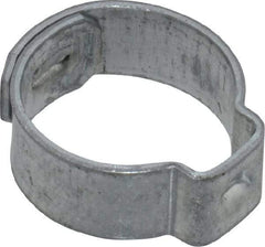 Oetiker - 12.6 to 14.5mm, Zinc-Plated 1-Ear Clamp - 9/16" Noml Size, 6mm Inner Width, 7mm Wide x 0.75mm Thick, Carbon Steel - Best Tool & Supply