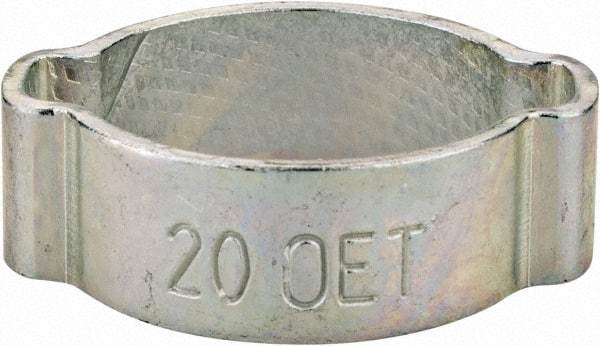 Oetiker - 16.2 to 20mm, Zinc-Plated 2-Ear Clamp - 3/4" Noml Size, 5.97mm Inner Width, 8.5mm Wide x 1.2mm Thick, Carbon Steel - Best Tool & Supply