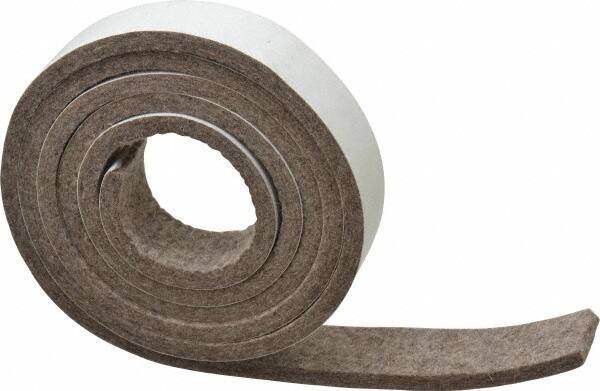 Made in USA - 1/4 Inch Thick x 1 Inch Wide x 5 Ft. Long, Felt Stripping - Gray, Adhesive Backing - Best Tool & Supply