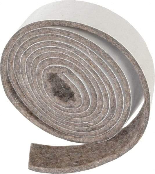 Made in USA - 1/8 Inch Thick x 1 Inch Wide x 5 Ft. Long, Felt Stripping - Gray, Adhesive Backing - Best Tool & Supply