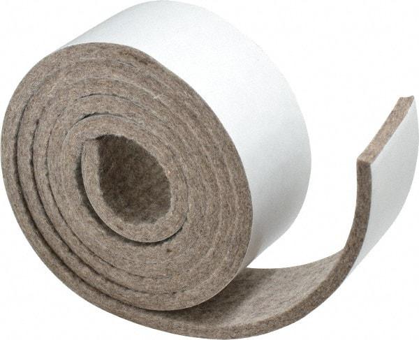 Made in USA - 1/4 Inch Thick x 2 Inch Wide x 5 Ft. Long, Felt Stripping - Gray, Adhesive Backing - Best Tool & Supply