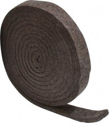 Made in USA - 1/4 Inch Thick x 1 Inch Wide x 10 Ft. Long, Felt Stripping - Gray, Plain Backing - Best Tool & Supply