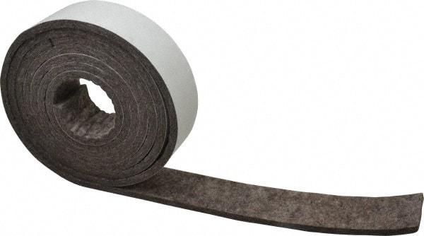 Made in USA - 1/4 Inch Thick x 2 Inch Wide x 10 Ft. Long, Felt Stripping - Gray, Adhesive Backing - Best Tool & Supply