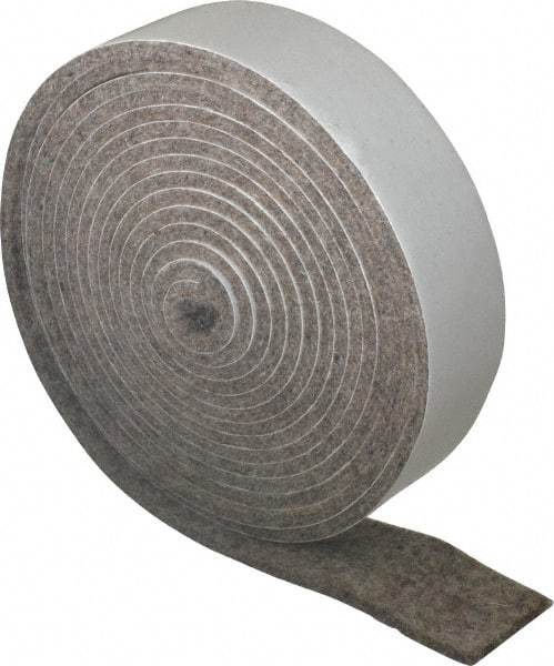 Made in USA - 1/8 Inch Thick x 1 Inch Wide x 10 Ft. Long, Felt Stripping - Gray, Adhesive Backing - Best Tool & Supply