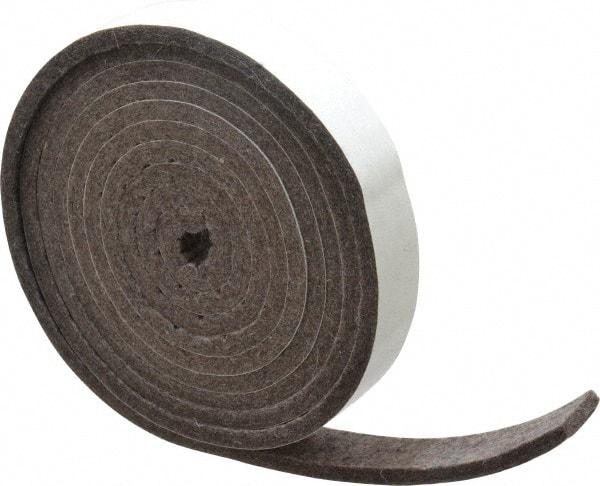 Made in USA - 1/4 Inch Thick x 1 Inch Wide x 10 Ft. Long, Felt Stripping - Gray, Adhesive Backing - Best Tool & Supply