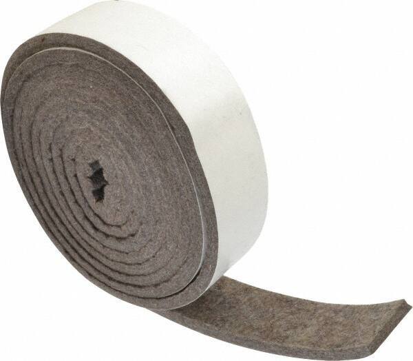 Made in USA - 1/4 Inch Thick x 1-1/2 Inch Wide x 10 Ft. Long, Felt Stripping - Gray, Adhesive Backing - Best Tool & Supply