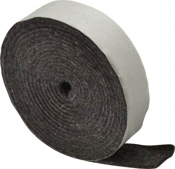 Made in USA - 1/8 Inch Thick x 1 Inch Wide x 10 Ft. Long, Felt Stripping - Gray, Adhesive Backing - Best Tool & Supply