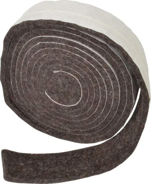 Made in USA - 1/4 Inch Thick x 1-1/2 Inch Wide x 10 Ft. Long, Felt Stripping - Gray, Adhesive Backing - Best Tool & Supply