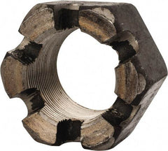 Value Collection - 2-12 UNF Grade 2 Steel Slotted Locknut - 3" Width Across Flats, 1-23/32" High, Uncoated - Best Tool & Supply