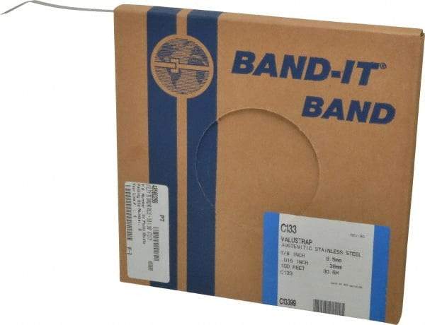 Made in USA - Grade 200 to 300, Stainless Steel Banding Strap Roll - 3/8" Wide x 0.015" Thick - Best Tool & Supply