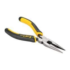 Stanley - 6-1/2" OAL, 2" Jaw Length x 11/16" Jaw Width, Long Nose Side Cutting Pliers - Serrated Jaw, Standard Head, Bi-Material Cushion Grip Handles - Best Tool & Supply