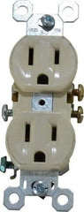 Pass & Seymour - 125 VAC, 15 Amp, 5-15R NEMA Configuration, Ivory, Residential Grade, Self Grounding Duplex Receptacle - 1 Phase, 2 Poles, 3 Wire, Flush Mount - Best Tool & Supply