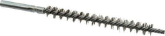 Schaefer Brush - 3" Brush Length, 5/16" Diam, Double Stem, Single Spiral Tube Brush - 4-1/2" Long, Stainless Steel, 8-32 Female Connection - Best Tool & Supply