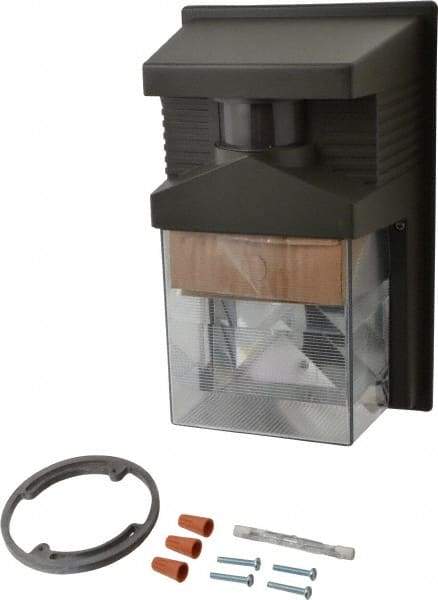 Heath/Zenith - 1 Head, 30 Ft. Detection, 180° Angle, Halogen Lamp Motion Sensing Light Fixture - 100 Watt, Plastic Bronze Housing, Wall, Eave Mounted, 5-1/2 Inch Long x 7.6 Inch Wide x 11 Inch High - Best Tool & Supply