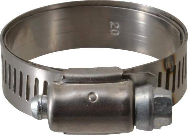 IDEAL TRIDON - SAE Size 20, 1 to 1-3/4" Diam, Stainless Steel Shielded Worm Drive Clamp - Material Grade 201, Series 613 - Best Tool & Supply