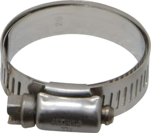 IDEAL TRIDON - SAE Size 20, 1 to 1-3/4" Diam, Stainless Steel Shielded Worm Drive Clamp - Material Grade 301, Series 615 - Best Tool & Supply