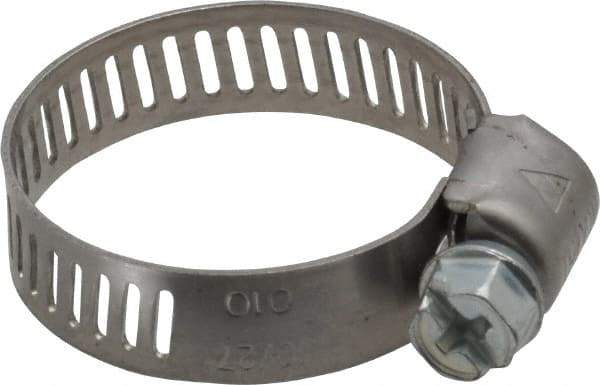 IDEAL TRIDON - SAE Size 10, 1/2 to 1-1/16" Diam, Stainless Steel Miniature Worm Drive Clamp - 5/16" Wide, Material Grade 301, Series 325 - Best Tool & Supply