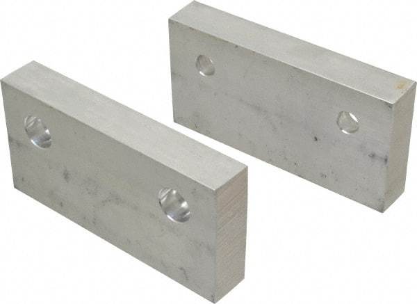 Gibraltar - 6" Wide x 3" High x 1" Thick, Flat/No Step Vise Jaw - Soft, Aluminum, Fixed Jaw, Compatible with 6" Vises - Best Tool & Supply