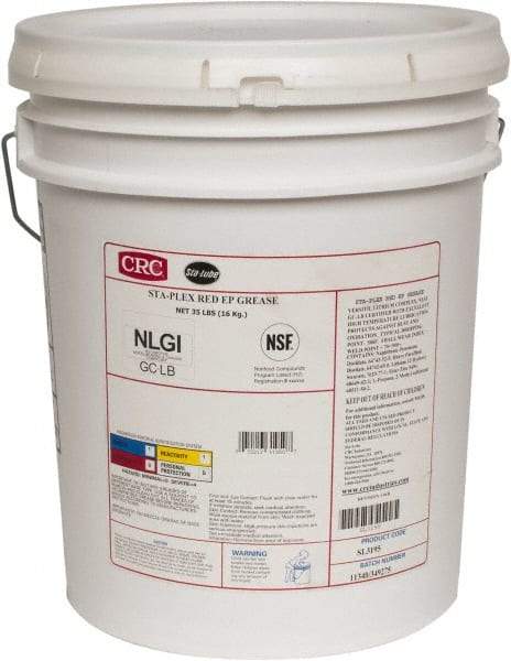 CRC - 35 Lb Pail Lithium Extreme Pressure Grease - Red, Extreme Pressure & Food Grade, 325°F Max Temp, NLGIG 2, - Best Tool & Supply