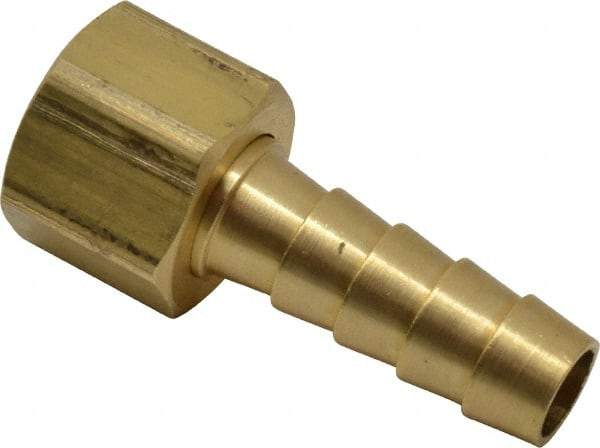 Dixon Valve & Coupling - 1/4 NPSM Thread Hose Barb Gasket Seat x Female NPSM Swivel Connector - 5/16" ID Hose, Brass - Best Tool & Supply