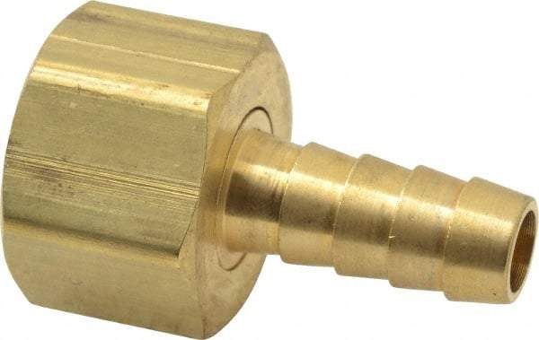 Dixon Valve & Coupling - 1/2 NPSM Thread Hose Barb Gasket Seat x Female NPSM Swivel Connector - 3/8" ID Hose, Brass - Best Tool & Supply