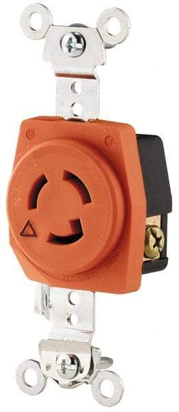 Cooper Wiring Devices - 125 VAC, 15 Amp, L15-15R NEMA, Isolated Ground Receptacle - 2 Poles, 3 Wire, Female End, Orange - Best Tool & Supply