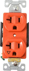 Cooper Wiring Devices - 125 VAC, 20 Amp, 5-20R NEMA Configuration, Orange, Industrial Grade, Isolated Ground Duplex Receptacle - 1 Phase, 2 Poles, 3 Wire, Flush Mount, Chemical and Impact Resistant - Best Tool & Supply